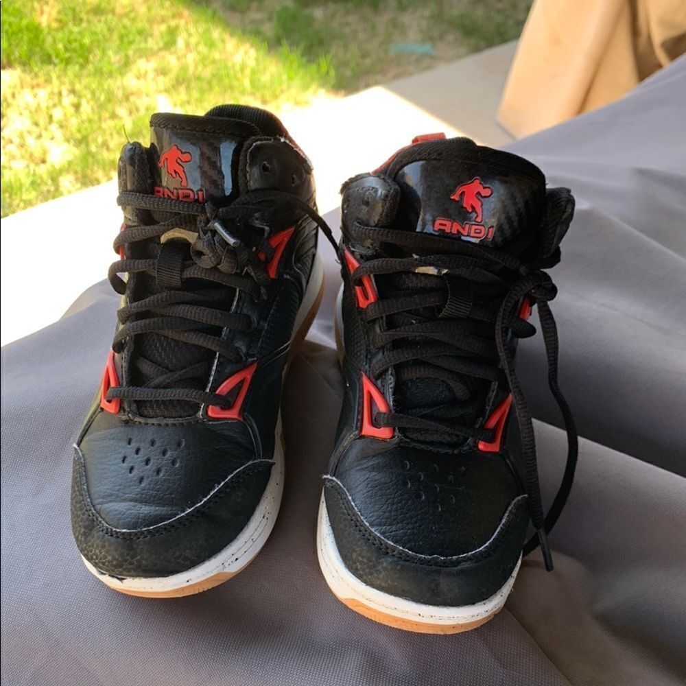 Take 50% OFF- AND1 Black and Red Sneakers with Suede Upper and Gum Sole, Size-12